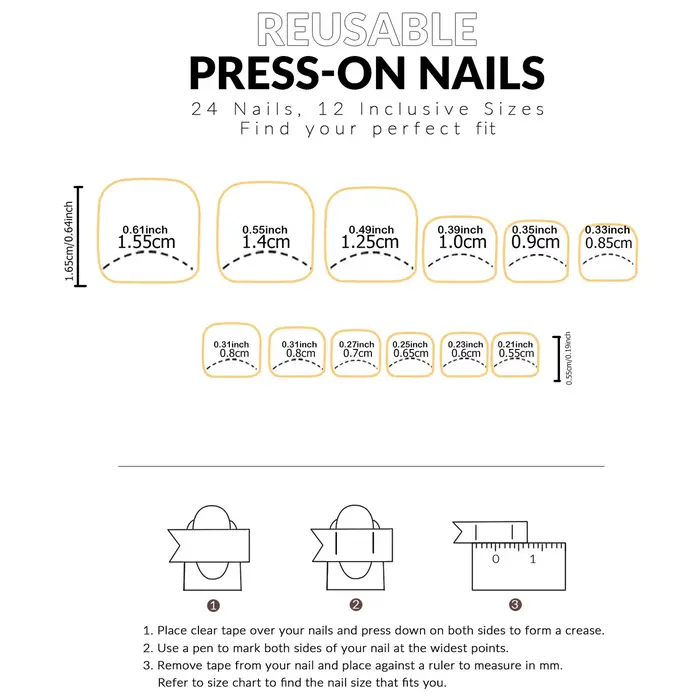 24 pièces d'ongles français noirs à bout pointu, faux ongles carrés, conception d'ongles à faux orte