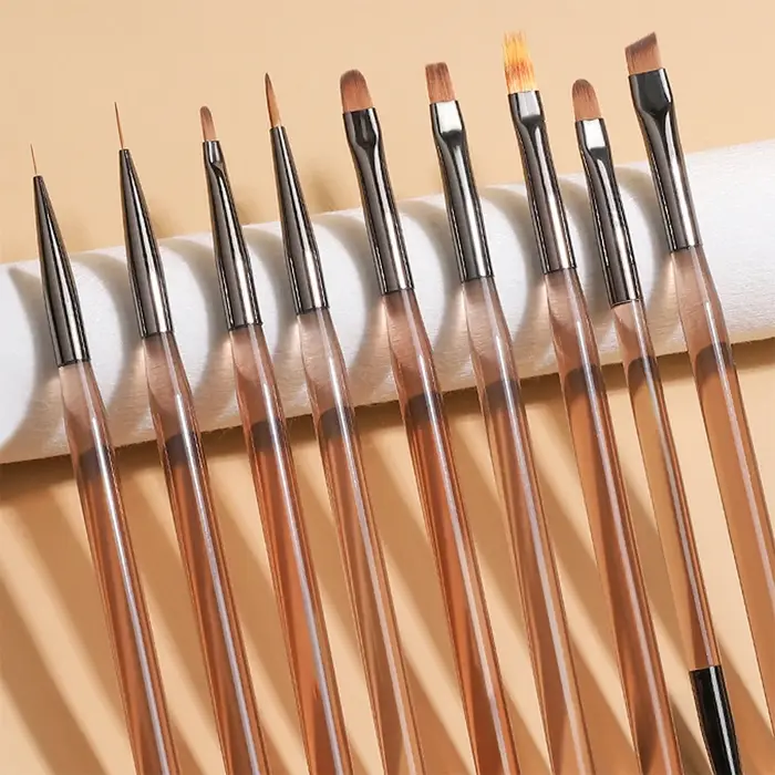 9 Pcs Outils de Peinture pour Nail Art avec Pinceaux pour Gel d'Extension d'Ongles