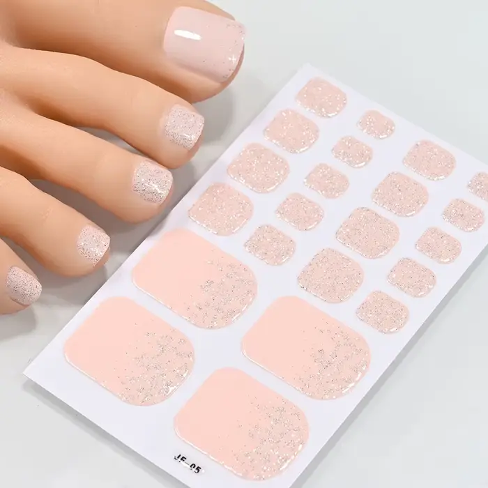5 feuilles/110 pointes été paillettes orteil ongles autocollants couverture complète