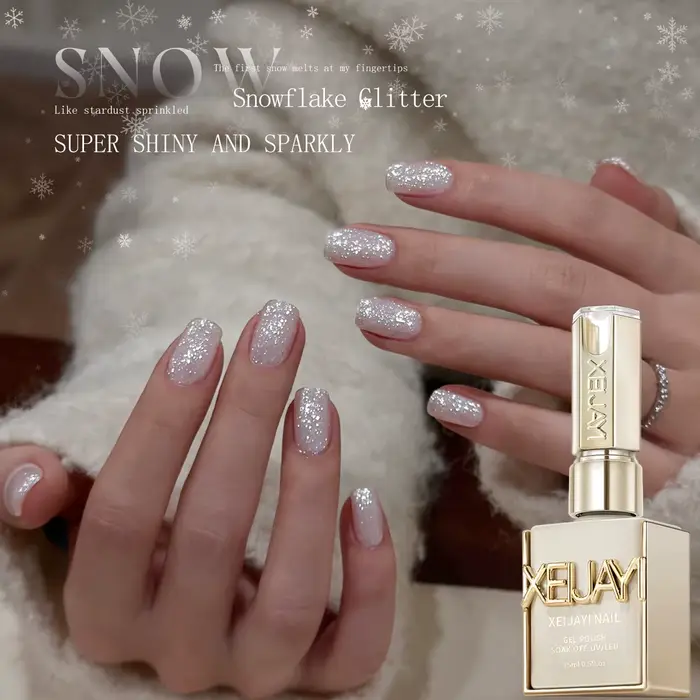 XEIJAYI 1Pc 15ml Vernis à ongles pailleté flocon de neige