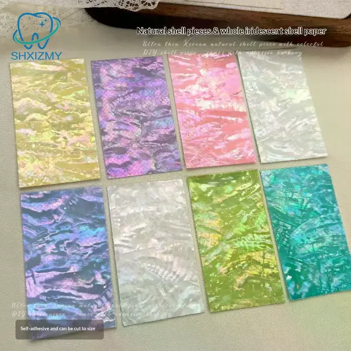 Autocollants pour ongles en coquillage coloré naturel, 1 pièce, décalcomanies de décoration d'ongles multicolores élégantes et exquises, breloque auto-adhésive pour ongles, DIY bricolage
