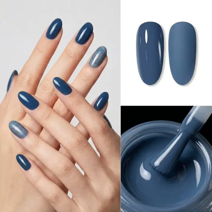 Vernis à ongles gel bleu-gris profond Hassleless 15 ml