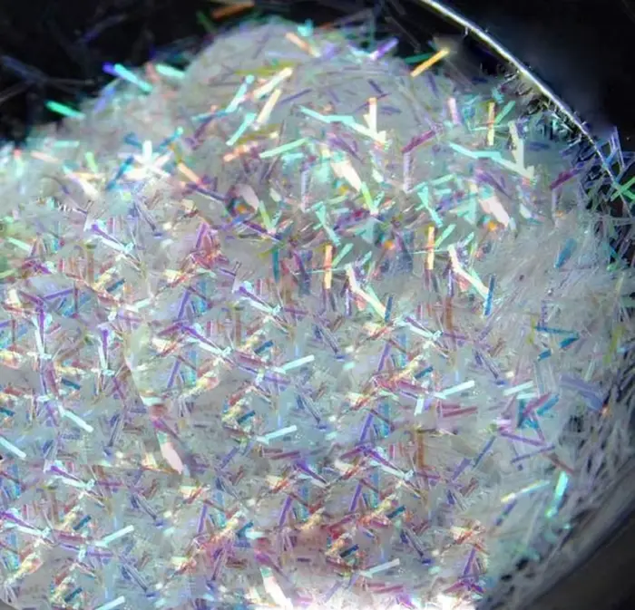 1 boîte de paillettes à rayures colorées blanches AB