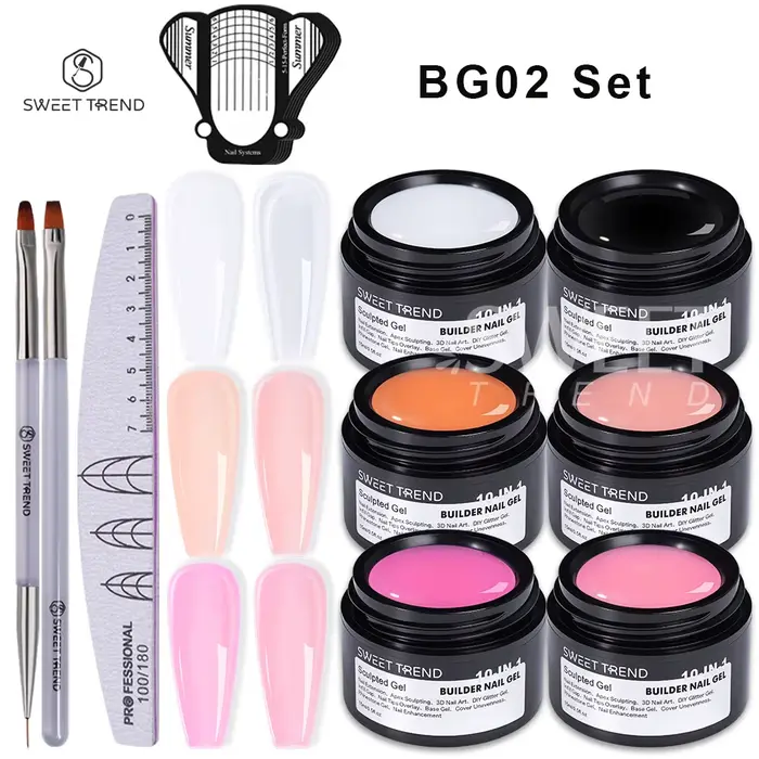 SWEET TREND - 6 couleurs 15ml Gel UV de construction transparent rose nude pour ongles, Gel d'extens
