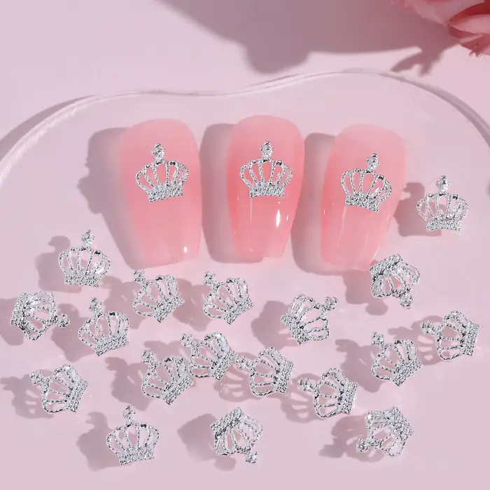 Breloques pour ongles, Design couronne, avec strass, accessoires pour Nail Art, fournitures pour fem