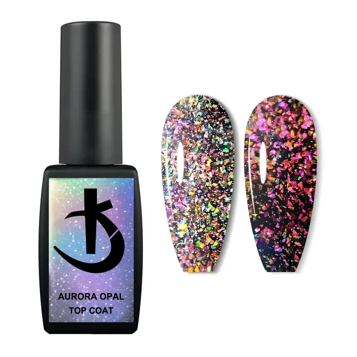 KODI JYJ Aurora opale sans lingette couche de finition vernis uv semi-permanent paillettes Gellac 12ml manucure coloré