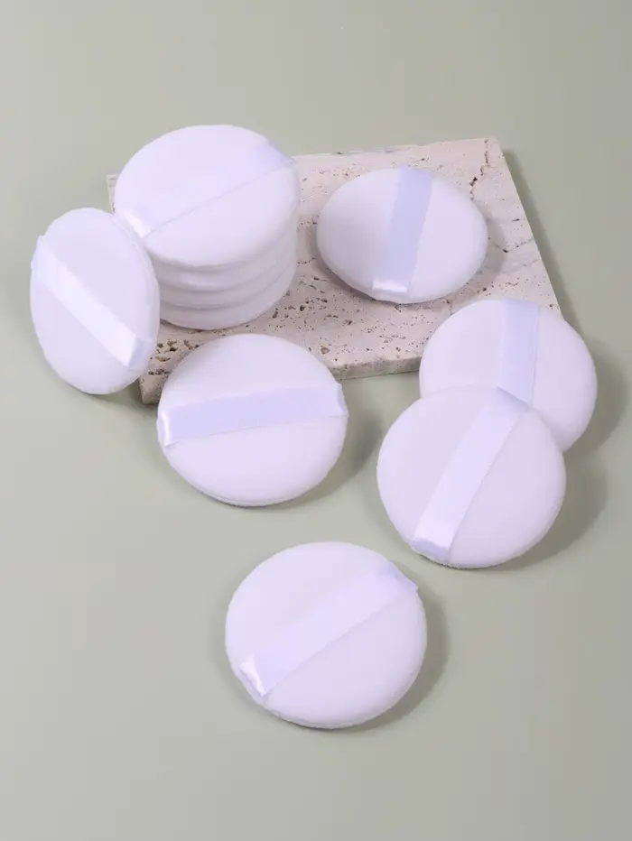 Bouffée de poudre ronde blanche de haute qualité, Portable et pratique, pour Base et fixation du maq