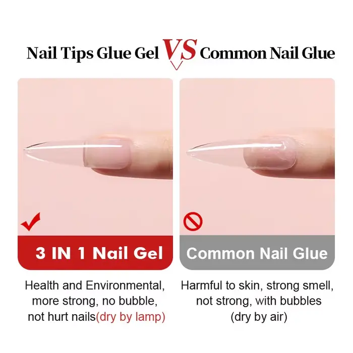 Gel de colle pour ongles 3 en 1