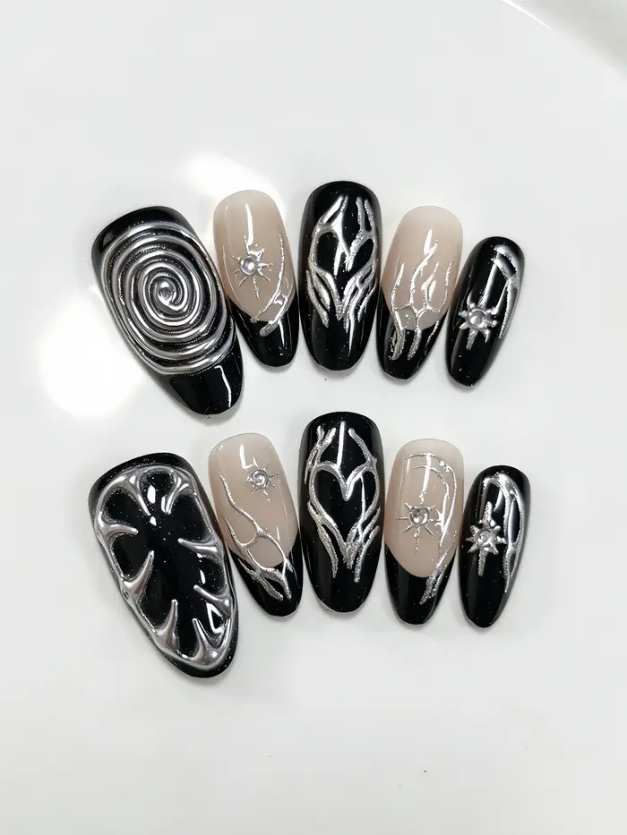 10 faux ongles courts en forme d'amande