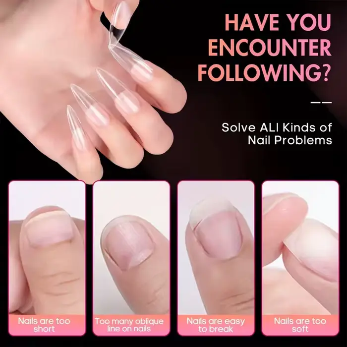 240 pièces longs pointes d'ongles en Gel doux clair couverture complète amande presse sur ongles acrylique