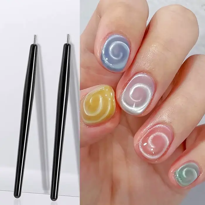 Nouveau stylo magnétique pour ongles œil de chat fantaisie, Vortex 3D/perle de verre/lune/ondulation