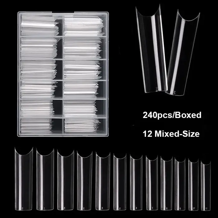 240 pièces/boîte multi-tailles XXL longs faux conseils presse sur ongles acryliques couverture compl
