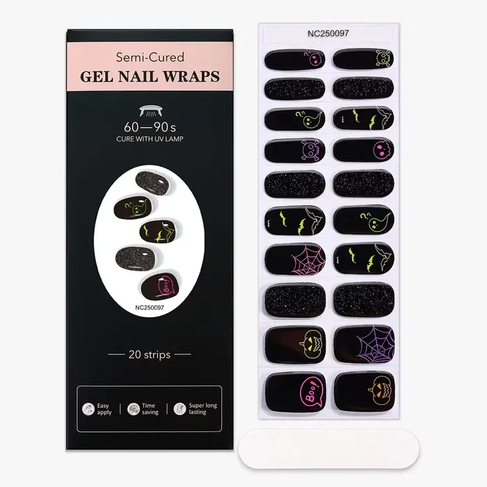 Autocollants pour ongles en Gel semi-durci pour Halloween