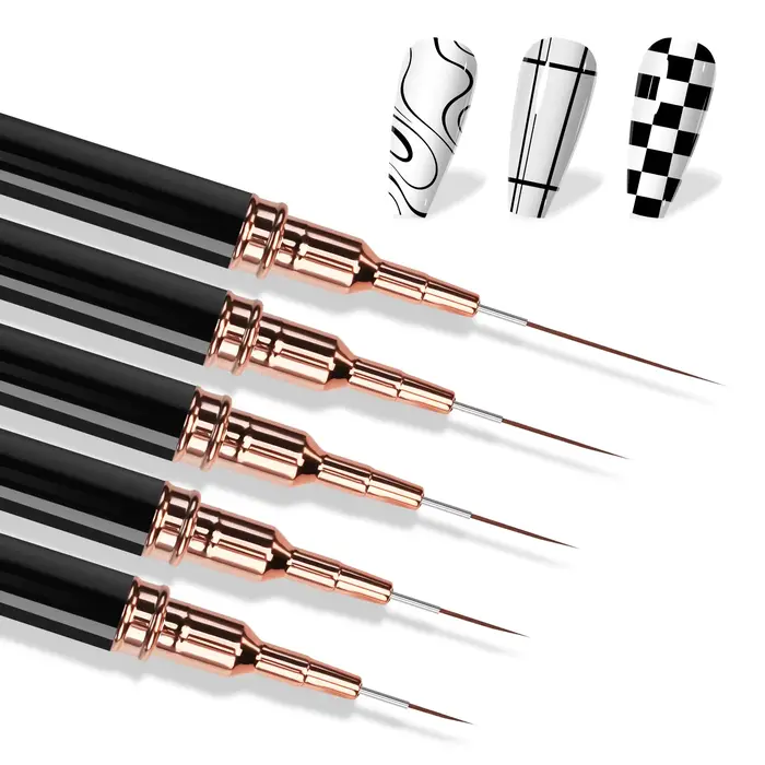 5 pièces professionnel Nail Art doublures rayures pinceaux outil Ultra-mince ligne détail dessin peinture