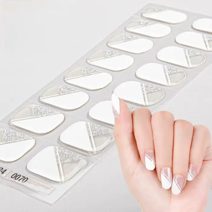 Autocollants pour ongles en Gel Semi-durci UV, 20/22 pointes, noël, imperméable, longue durée, envel