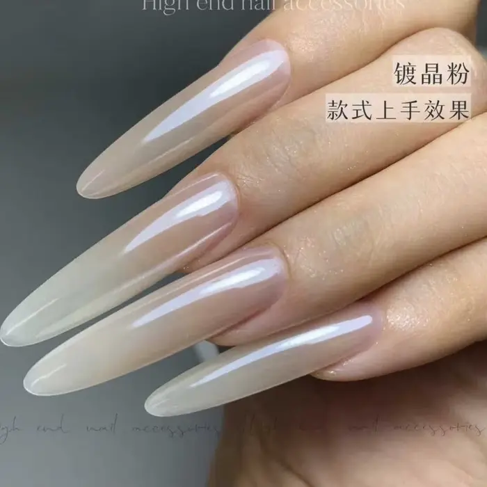 1 pot miroir placage brillant Aurora Chrome poudre pour ongles clair de lune perle blanc frottant
