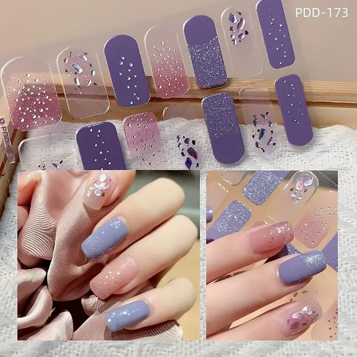 14 bandes d'autocollants pour ongles en Gel, couverture complète, bandes de vernis à ongles en Gel S