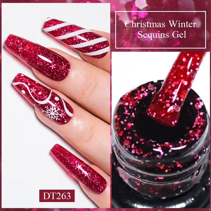 Verhéritage à Ongles en Gel à Paillettes Brillantes de Noël