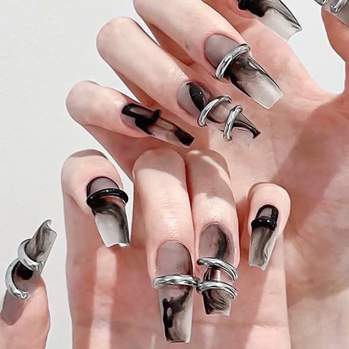 Faux ongles à pression faits à la main pour femmes et filles