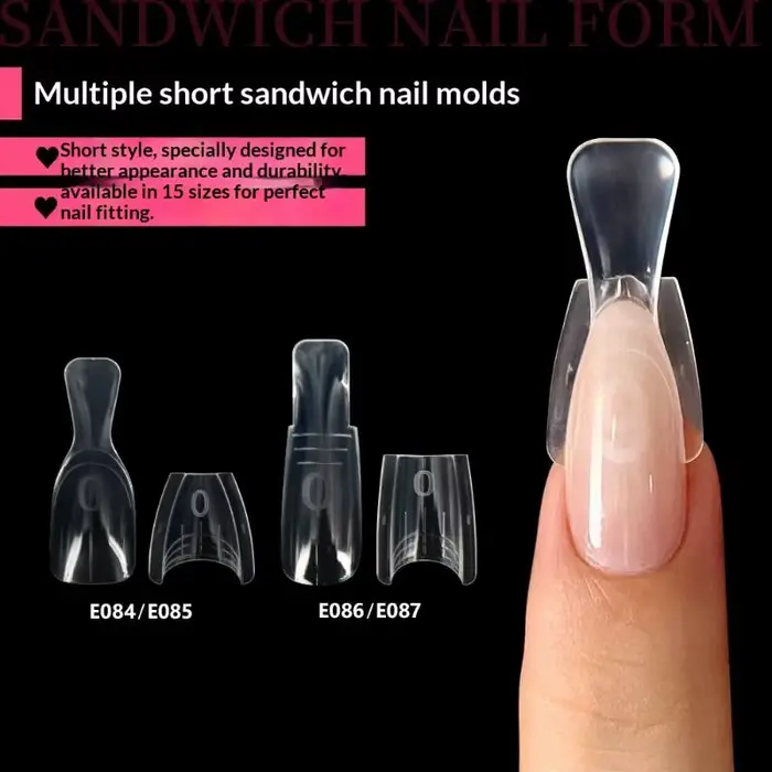 Formes d'ongles cercueil double système pour extension sandwich