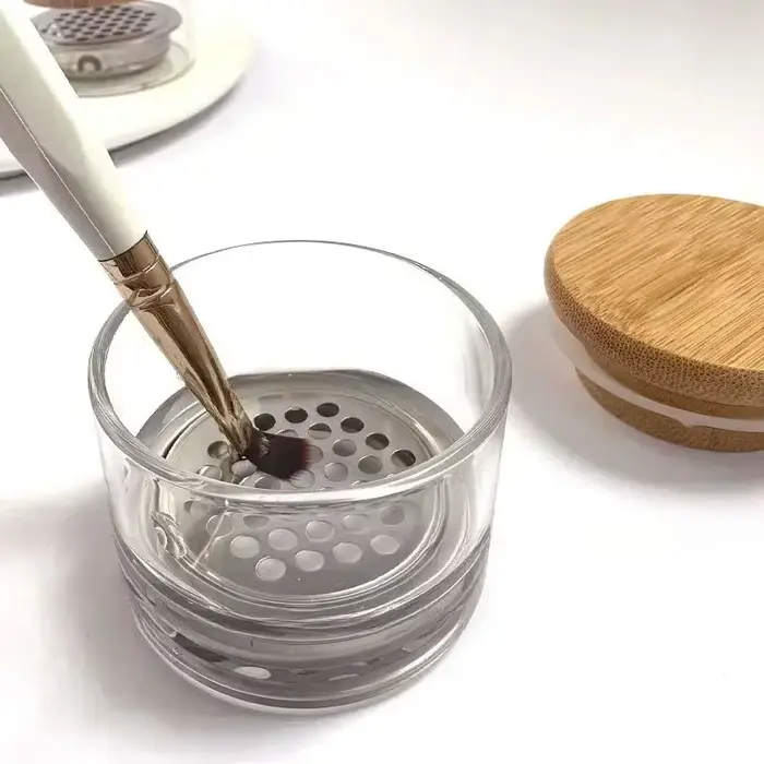 Gobelet à stylo de lavage pour ongles avec couvercle et filtre à mailles, outil de lavage de brosses
