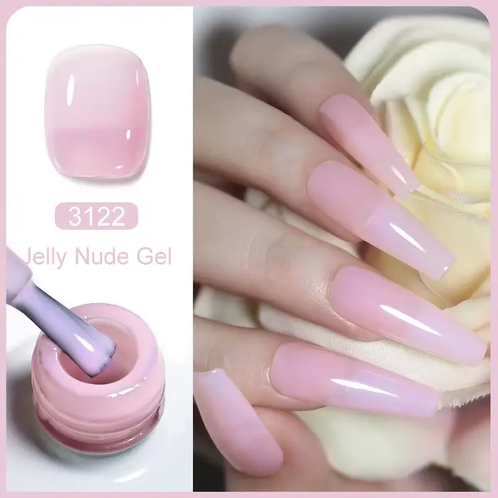 Clou Beaute Transparent français Gel vernis translucide nu rose rouge gelée verre blanc laiteux vern