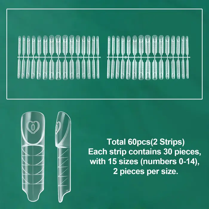 Nailpop Space French Dual Forms 15 Tailles 60/150 Pièces Transparents Réutilisables pour Extension d'Ongles en Gel