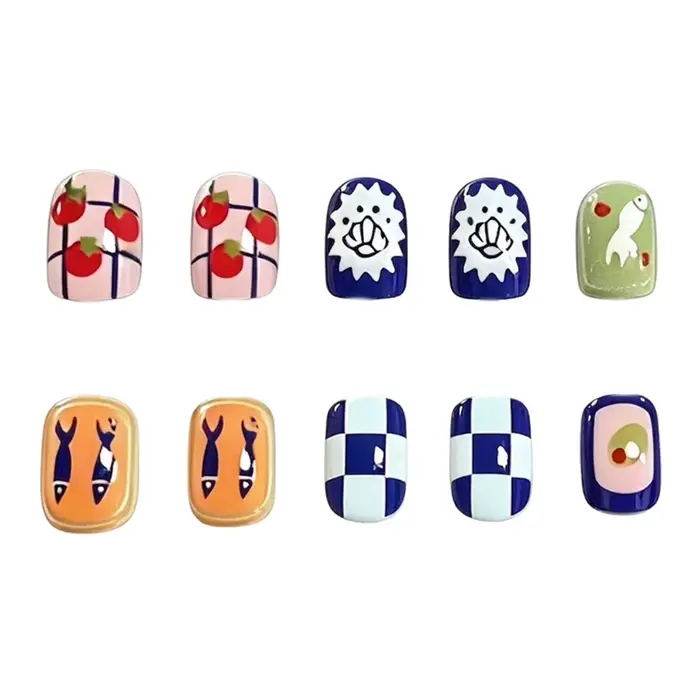 24 faux ongles mignons en forme de dessin animé