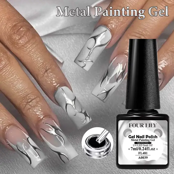 Vernis à ongles gel métallique argenté effet miroir