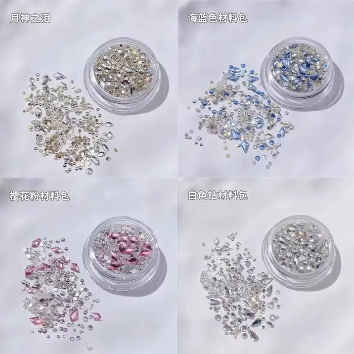 Ensemble d'accessoires multiformes pour ongles, cristal rose, diamant d'eau, perle ronde, diamant, b