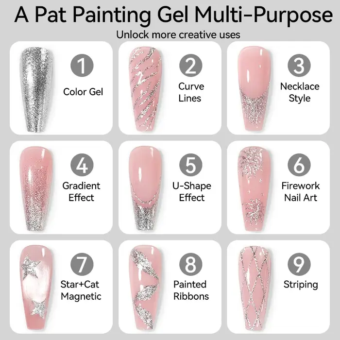 UR SUGAR Glimmer Pat Painting Gel Vernis à Ongles Or Argent pour French Manucure DIY, pour Dessins de Lignes, Fleurs, Effets Peints et Estampés