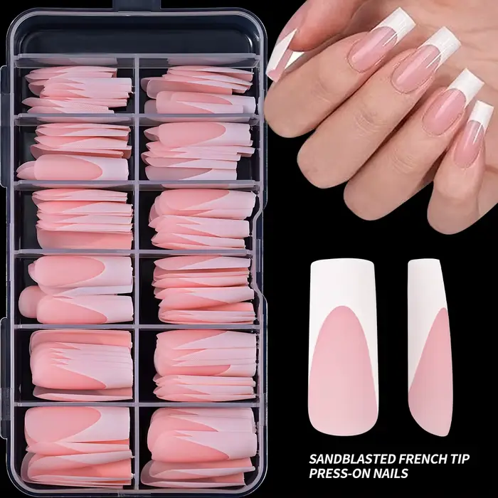 120 pièces/boîte mat rose français presse sur ongles acrylique longs carrés faux