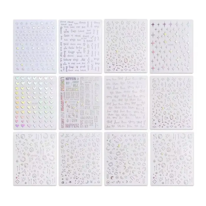 831e 12 feuilles manucure manucure nails d'art multicolore pour chaque occasion