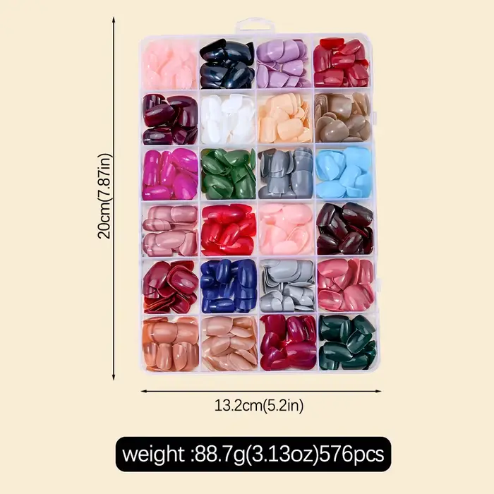 576 pièces/boîte faux ongles colorés noir rouge Design