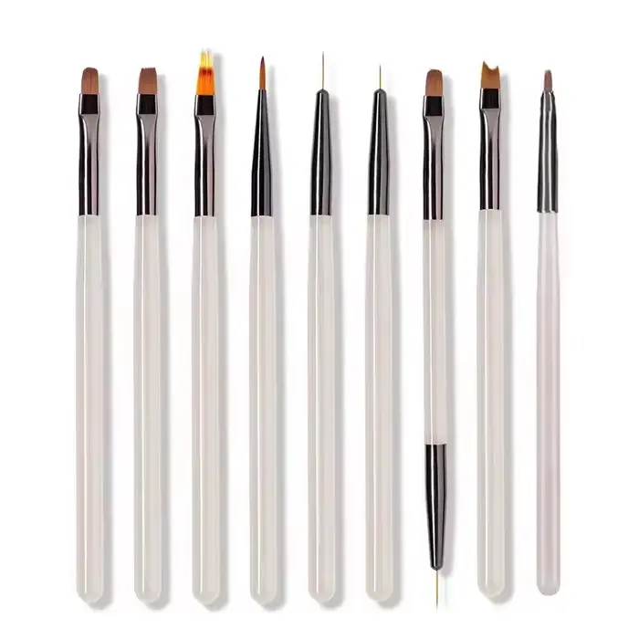 Ensemble de 9 pinceaux gris pour nail art