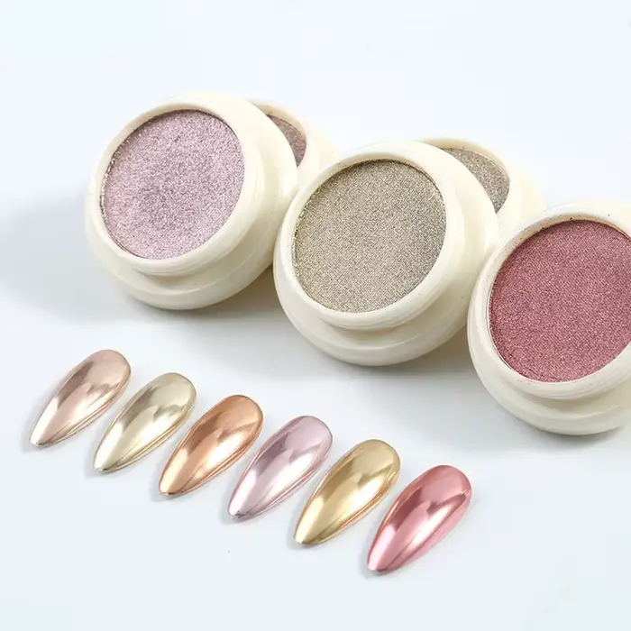 6 pièces fantaisie miroir effet chromé poussière métallique bébé rose vitré manucure décoration réfléchissant or argent paillettes poudre