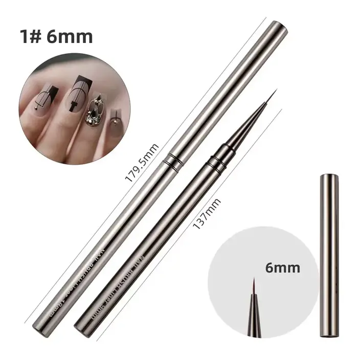 Pinceaux pour nail art, pinceaux pour gel UV, 6/9/12/15/18 mm, stylo pour la décoration des ongles,
