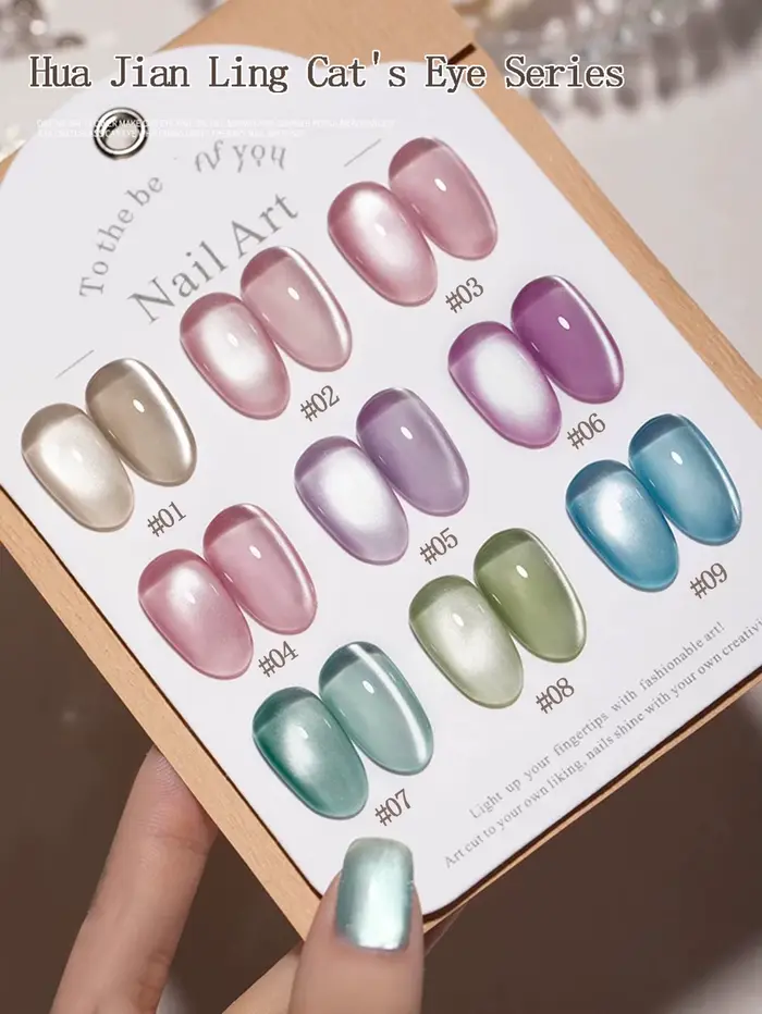 1-16 pièces Vernis à ongles gel magnétique effet œil de chat, perles de verre blanc clair, gel satin