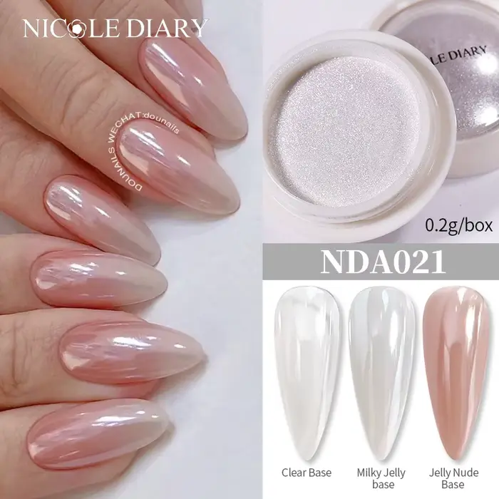 NICOLE DIARY – poudre à ongles en perles blanches brillantes