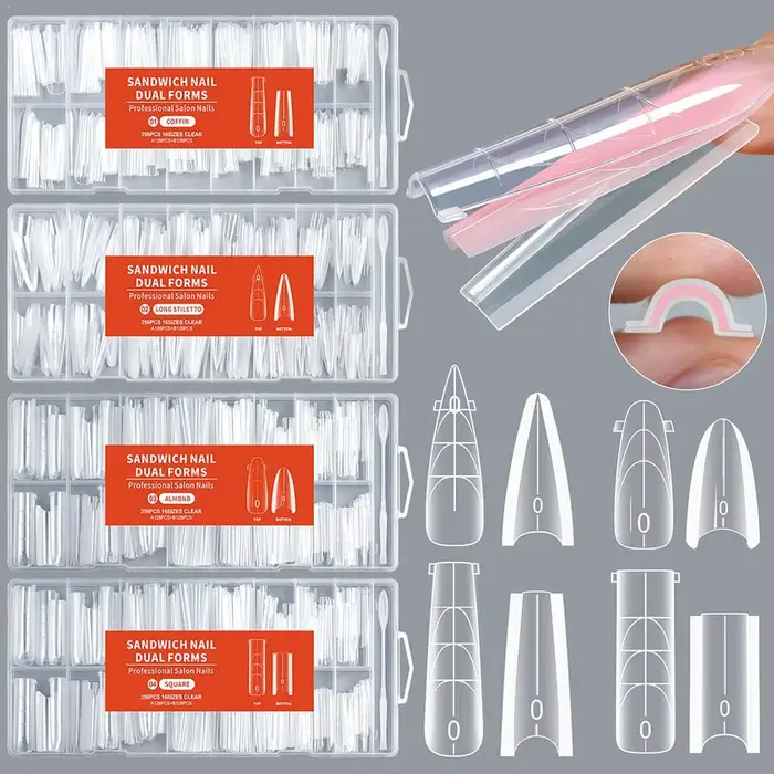 256 pièces/ensemble de formes à ongles sandwich