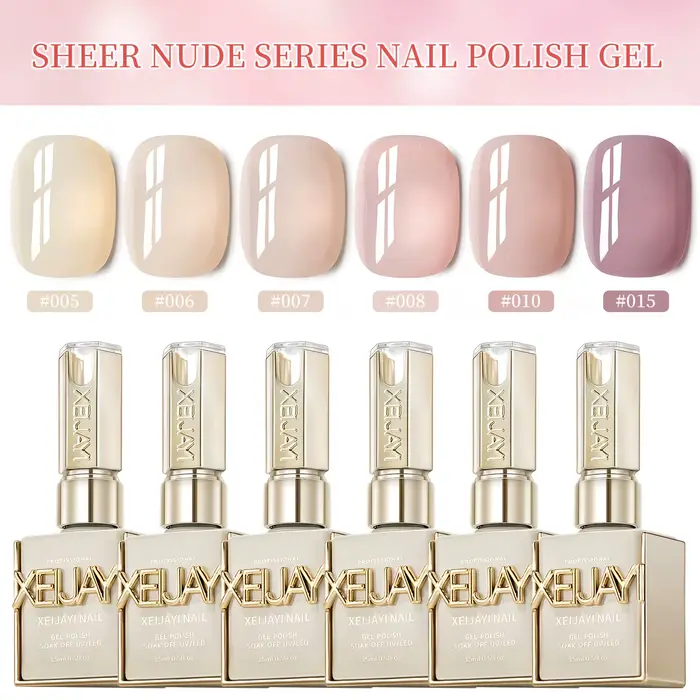 1/6 pièces pour créer une manucure subtile et chic - Vernis gel professionnel aux couleurs transparentes douces avec des détails délicats