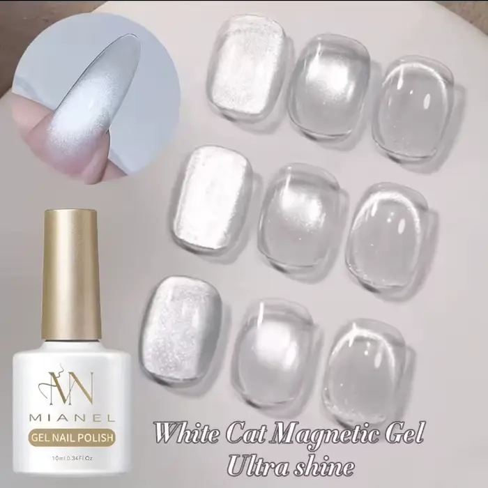 MIANEL 10ML Vernis à ongles gel blanc transparent effet œil de chat