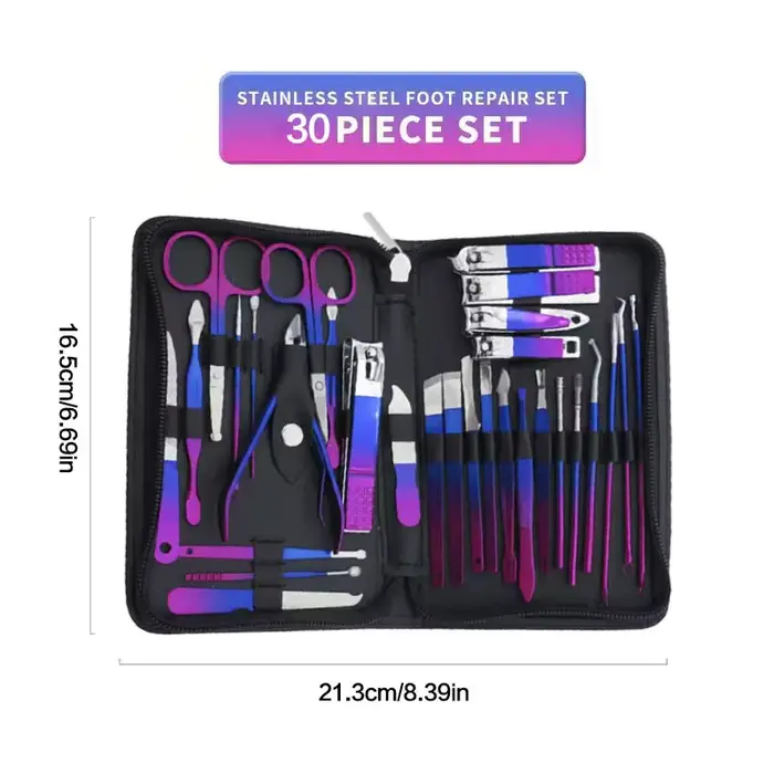 Kit professionnel de manucure et pédicure en acier inoxydable, ensemble de 6 à 18 pièces, soins des