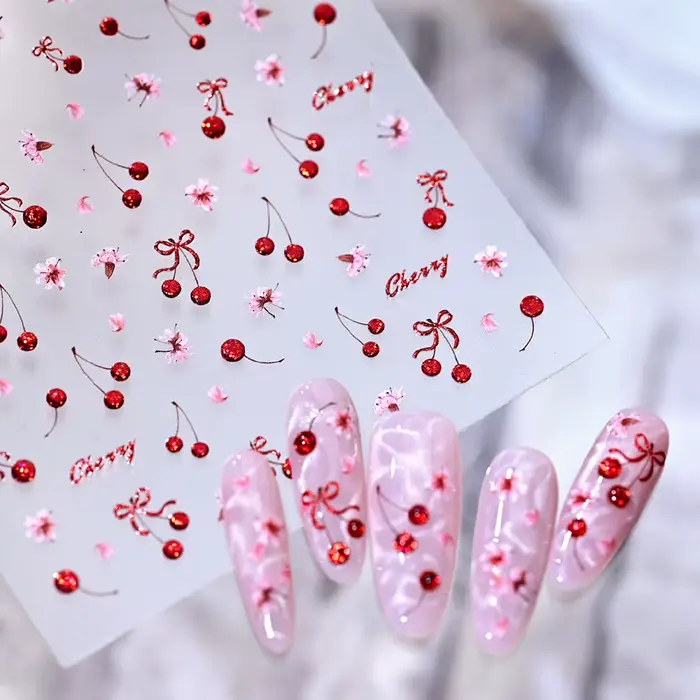 Autocollants pour ongles 5D brillants en strass rouges