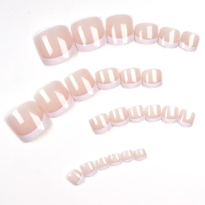 120 pièces court carré faux ongles d'orteil conseils rose français doux Gel presse sur ongles bord b