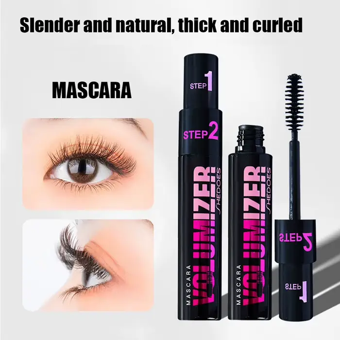 Mascara 2 en 1 Long et épais, brosse en Gel de silice, allonge le Volume, imperméable, durable, beauté des yeux, cosmétiques