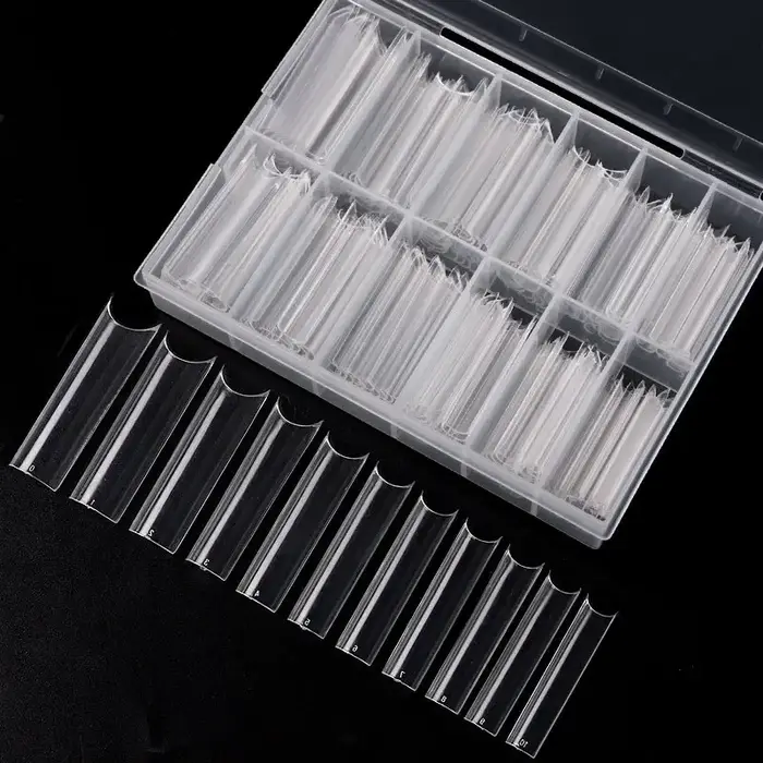 Faux ongles extra droits média, 240 pièces/boîte, longs, carrés, courbés, en ABS, N64.C, pour salon 