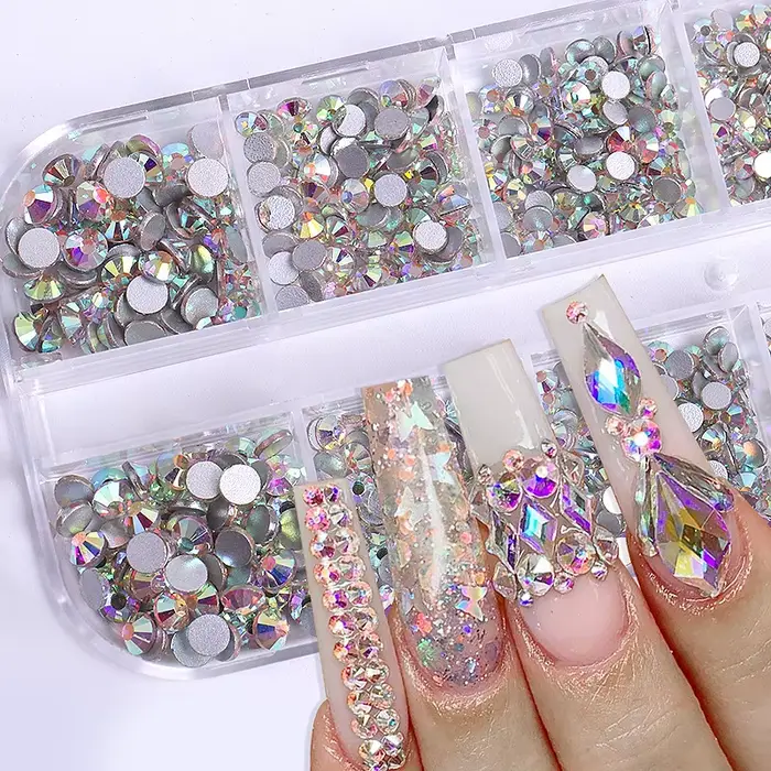 2400 pièces + pierres précieuses en cristal clair brillant strass pour ongles 1.5-4mm pierre de verr