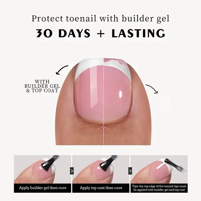 24*5 pièces faux orteils ongles français carré nu rose Nature
