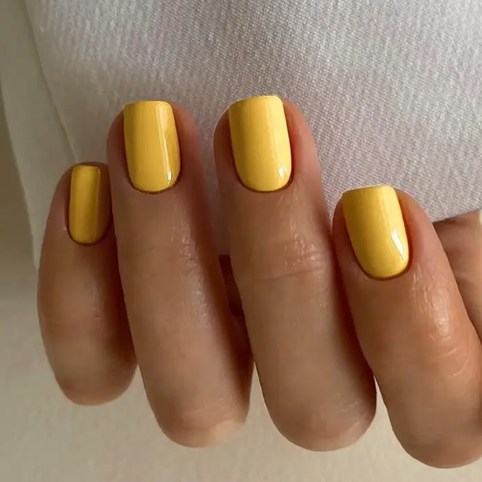 24 pièces/ensemble carré jaune presse sur ongles Faux